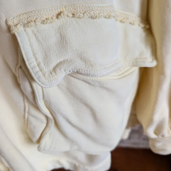 Free People We The Free Alexa Sweatshirt Jacket in Flan Yellow Boho Chic XL - Picture 7 of 16